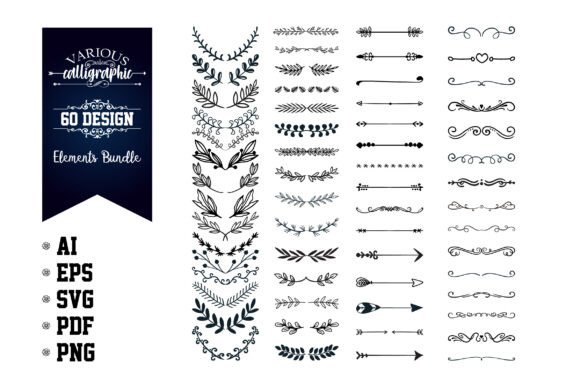 Download Various Calligraphic Design Elements Set - Graphic Collection
