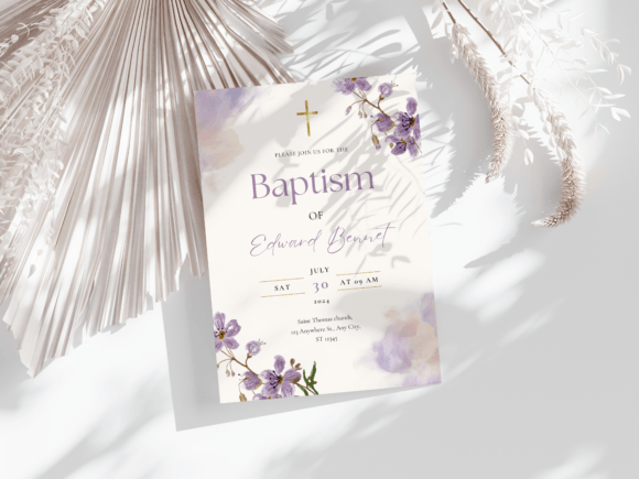 Download Baptism Invitation Template, Rustic Pink - Pink Collection