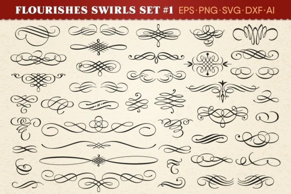 Download Flourishes Swirls Vector Set #1 - Vector Collection