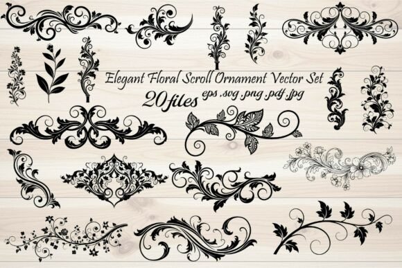 Download Elegant Floral Scroll Ornament Vector - Vector Collection